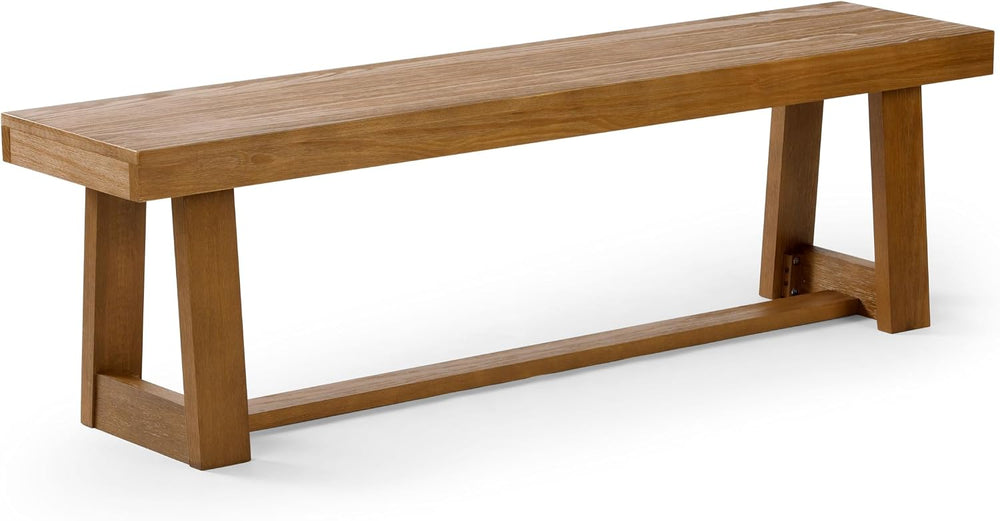 Plank+Beam Classic Dining Bench, 60 Inch, Pecan Wirebrush