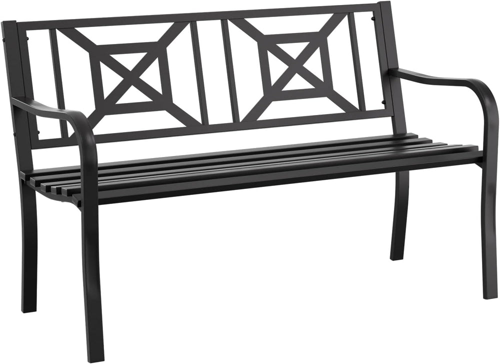 Outdoor Bench Garden Bench Patio Bench,Weatherproof Anti-Rust Metal Powder Co...