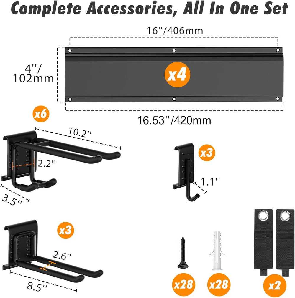 Housolution Garage Wall Organizer 64 Inch - 18Pack Carries 570 lbs