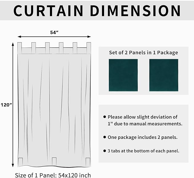 Easy-Going Outdoor Patio Curtains Detachable Tab Top Windproof Weatherproof C...