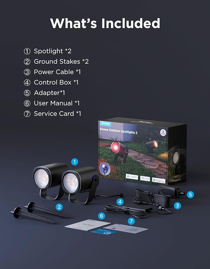 Govee Outdoor Spot Lights 2, IP67 Waterproof Spotlights, Landscape Lights Wor...