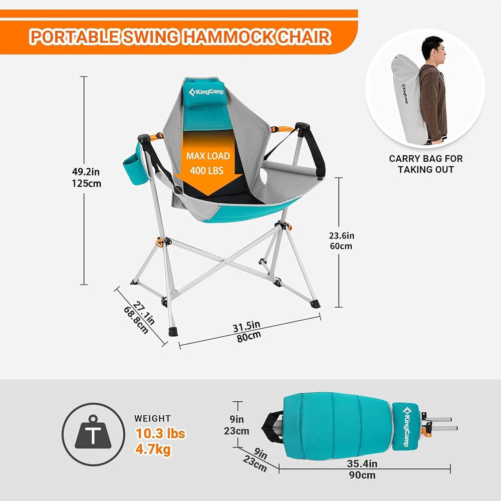 KingCamp Hammock Camping Chair, 10.3lbs Aluminum Lightweight Swing Chairs