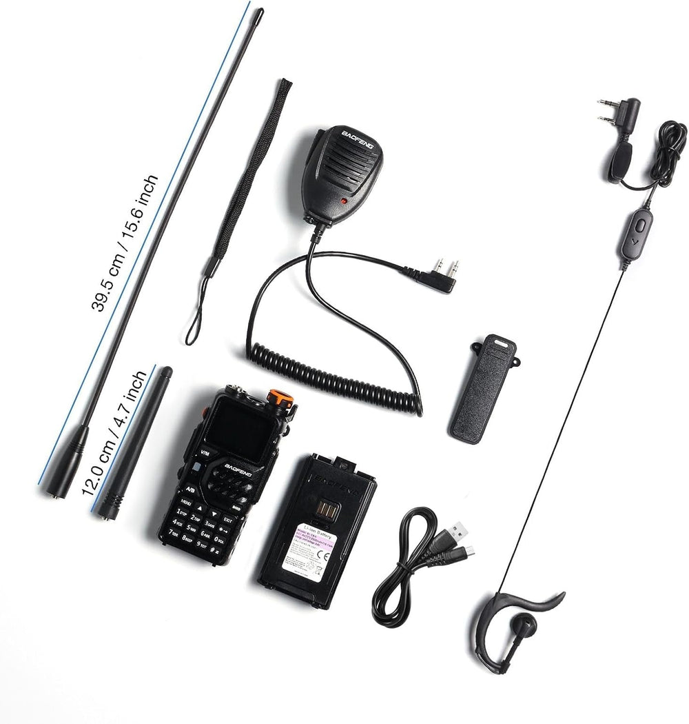 BAOFENG K5PLUS 10W Tri-Band Ham Radio with Long High Gain ANT & Speaker Mic