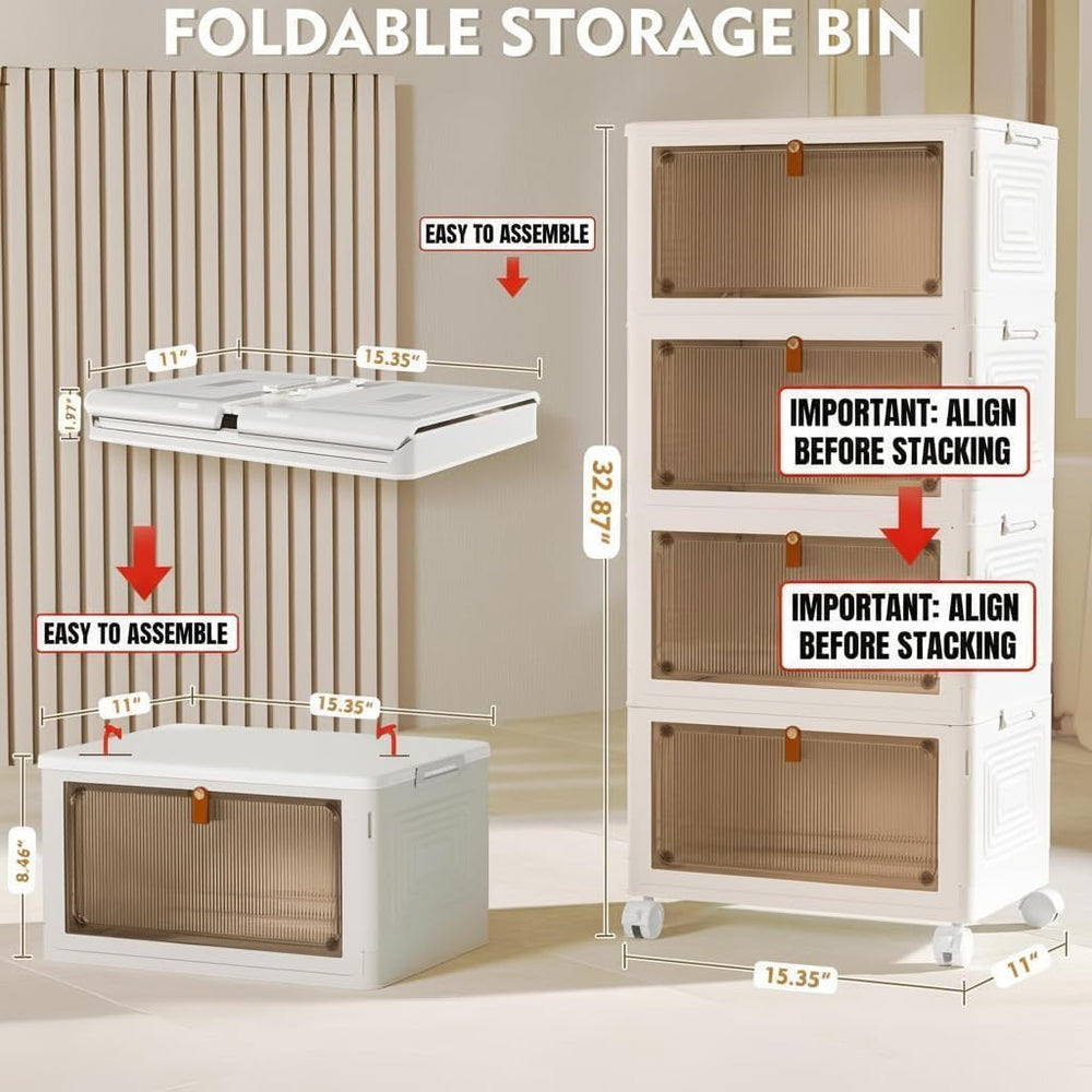 4 Tier Plastic Storage Bins with Lid 23QT, Stackable Storage Bins