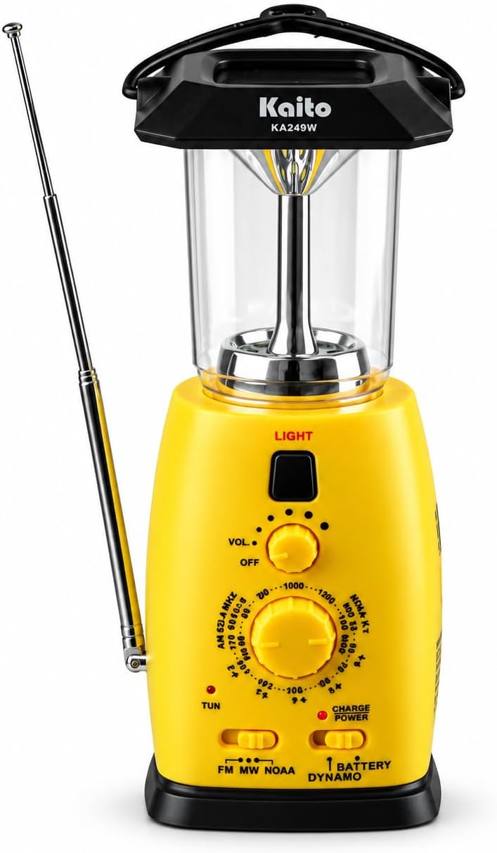 Kaito KA249W Multi-Functional Solar/Wind-up LED Camping Lantern with AM/FM NO...