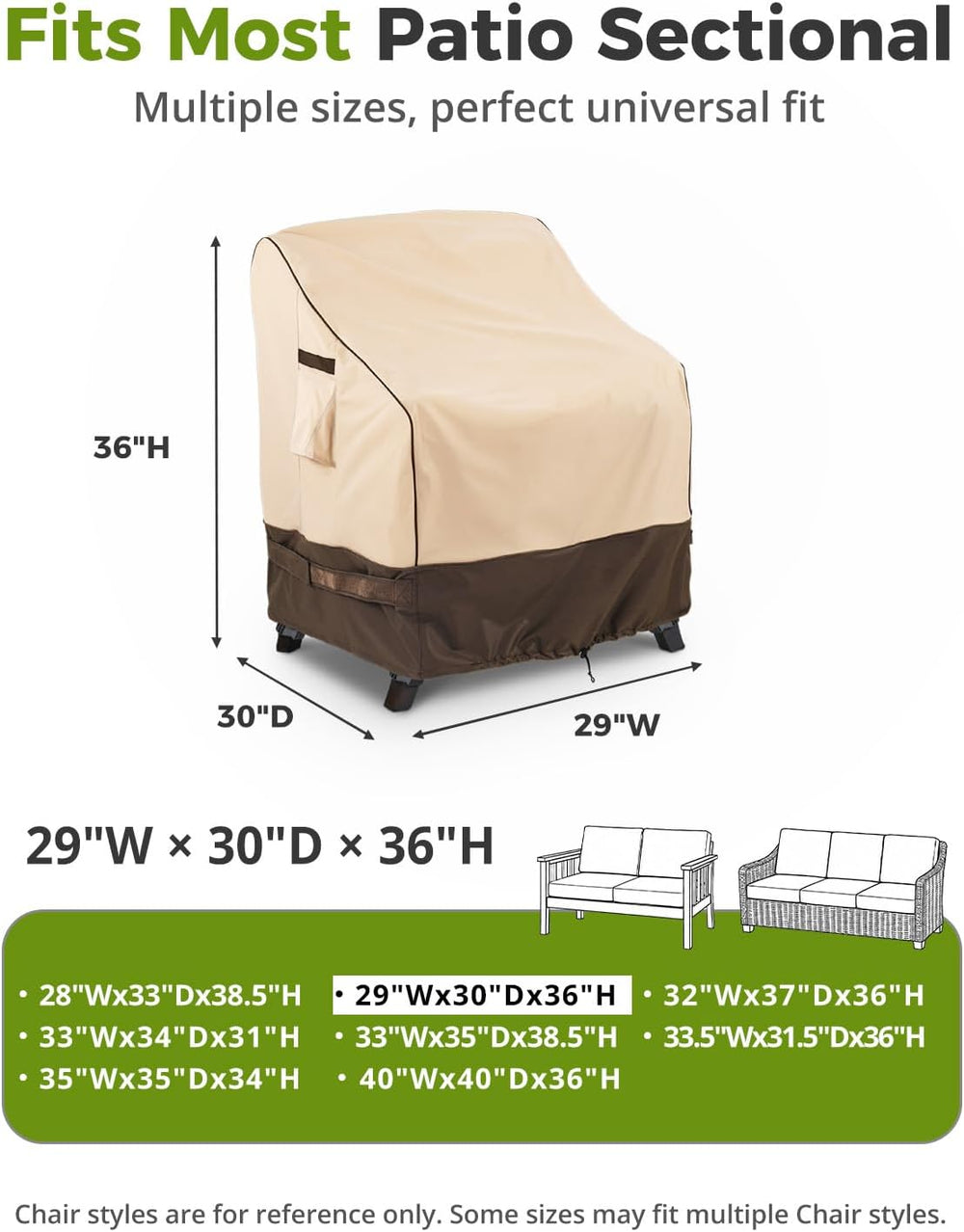 KylinLucky Outdoor Patio chair Covers 29 x 30 x 36 inch 2 Pack Waterproof