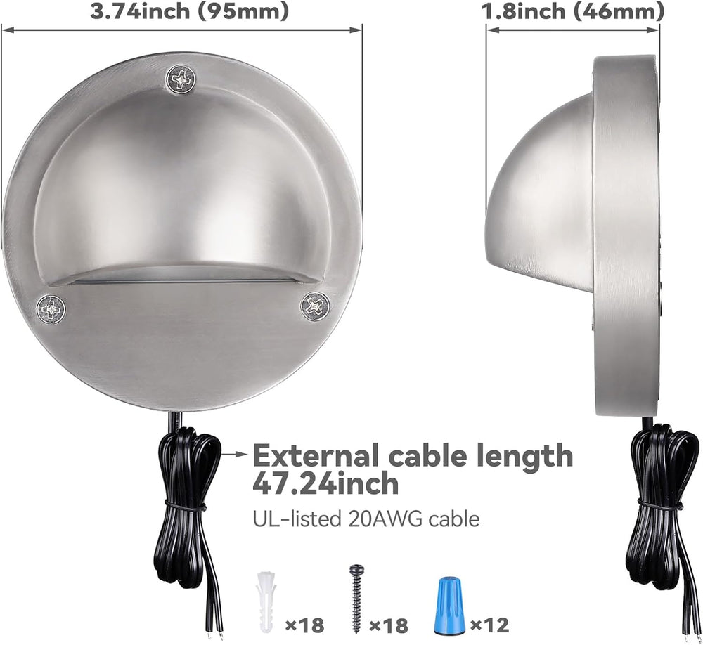 LEONLITE 6-Pack 5CCT 3.74inch Low Voltage LED Deck Lights, Satin Nickel