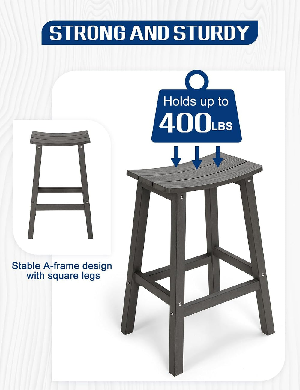 Weatherproof Bar Stools Set of 2, 28" Height Outdoor Bar Stools