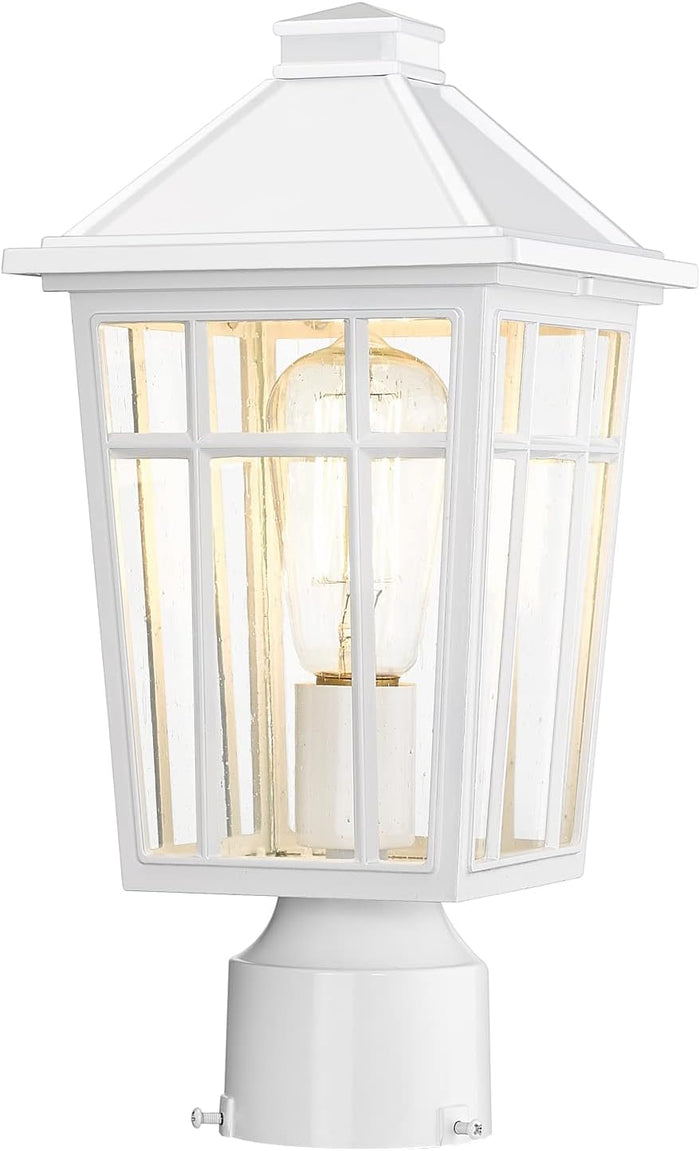 Darkaway Outdoor Post Lights Lamp Post Light Fixture, Waterproof Aluminum Housing with Glass, Fence Post Deck Lighting for Garden, Patio, Pathway (1 Pack, White)