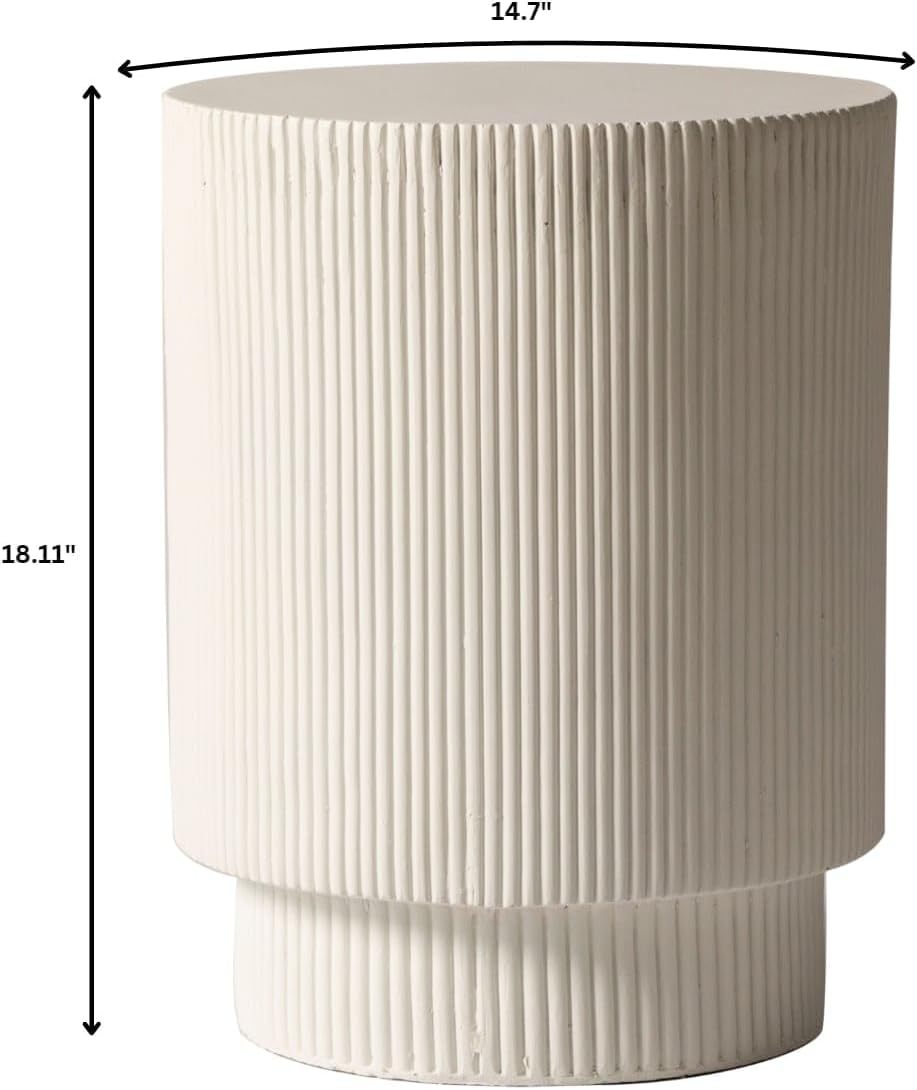 LeisureMod Modern Side Table Round Fiberstone Top Accent End Table for Home, ...