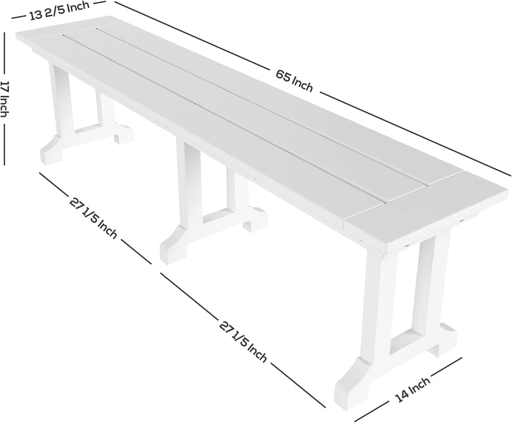WestinTrends Malibu 65" Outdoor Dining Bench, All Weather Resistant Poly...