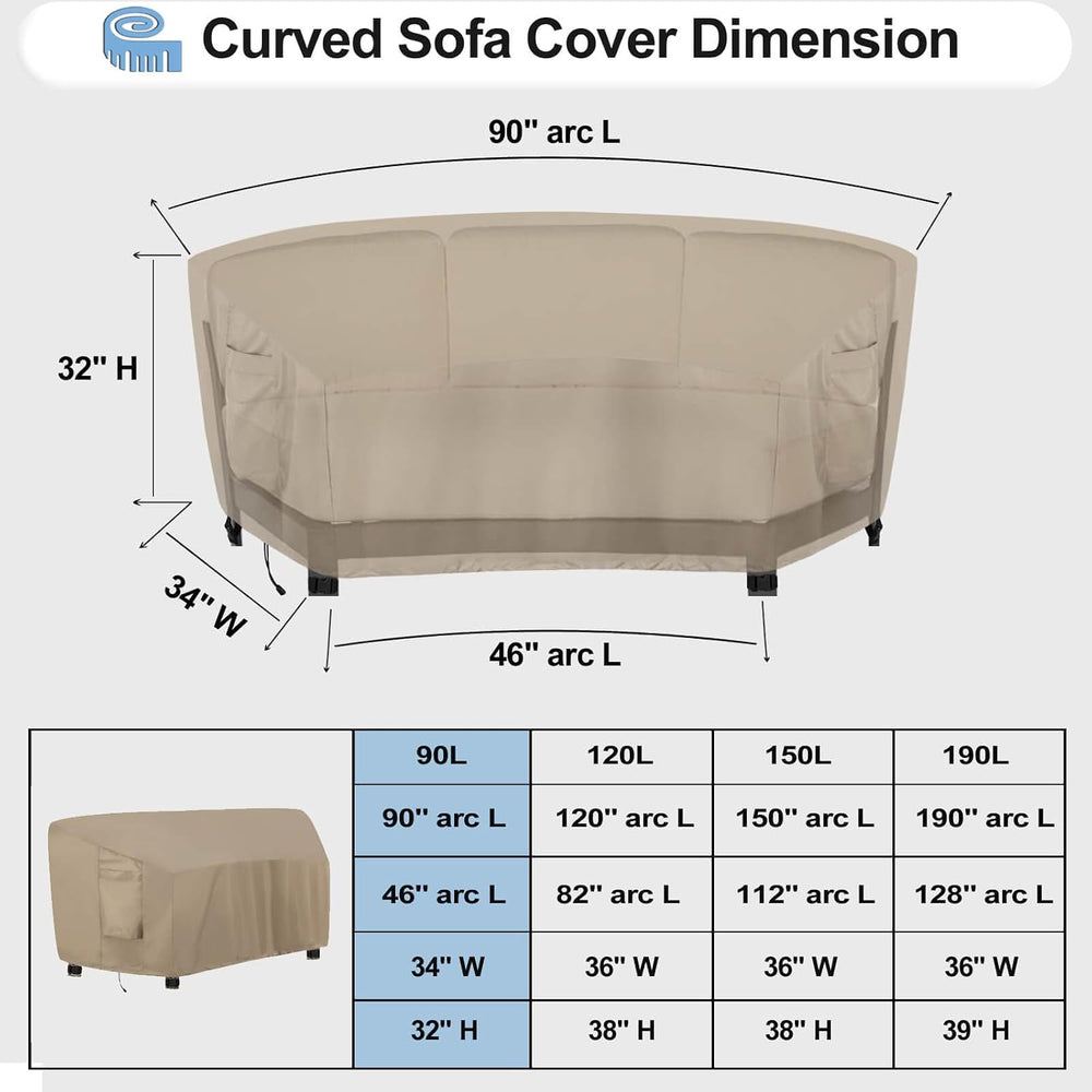 OutdoorLines Waterproof Curved Outdoor Sectional Cover