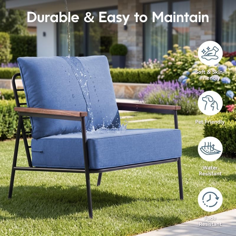 Luxury 22*24*6in Outdoor Patio Cushions, 5 Pieces Navy Blue Outdoor Cushion