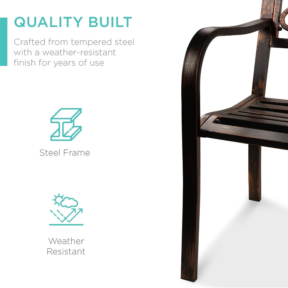 Best Choice Products Outdoor Bench Steel Garden Patio Porch Furniture for Law...