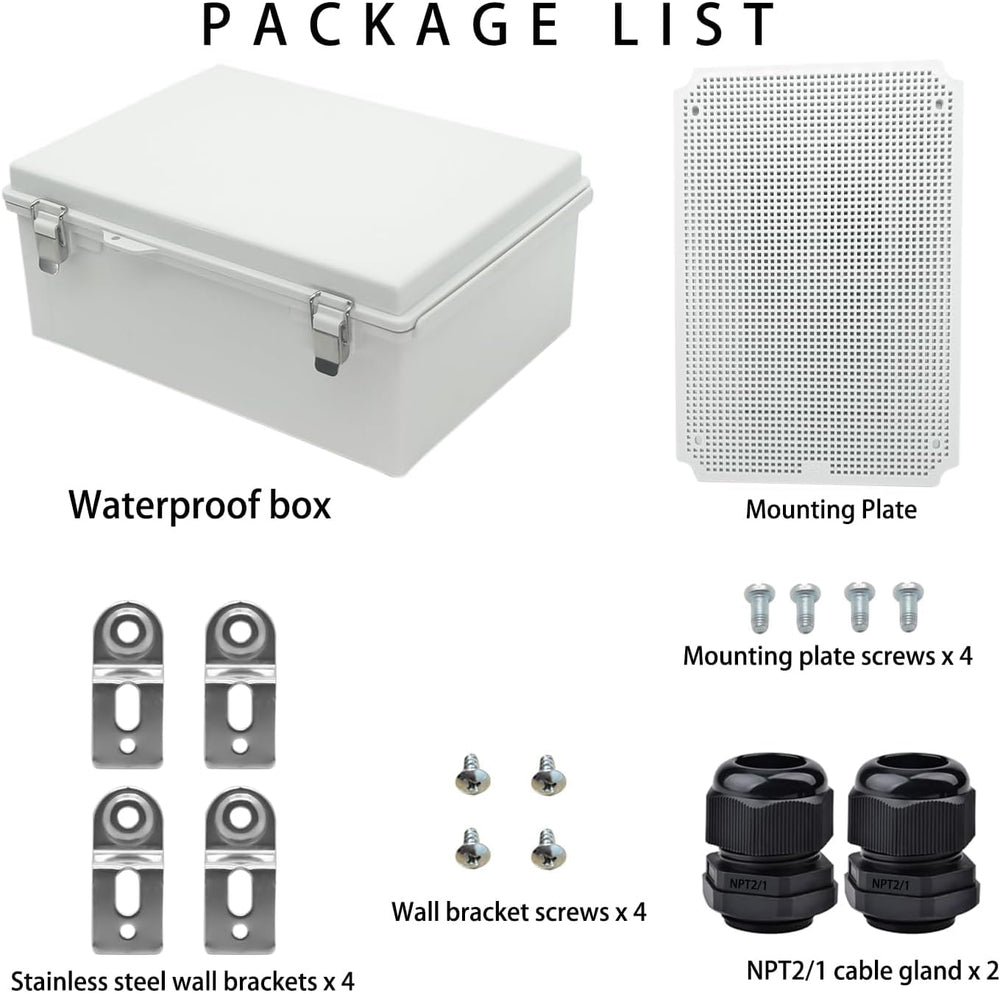 Waterproof Electrical Box with Mounting Plate, IP67 Junction Box Stainless St...