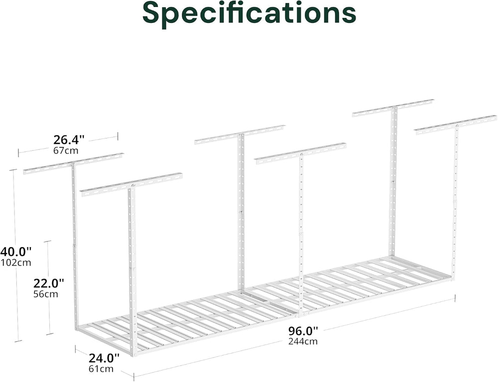 SunsGrove 2x8 Garage Storage Overhead Rack Organization, Adjustable Ceiling M...