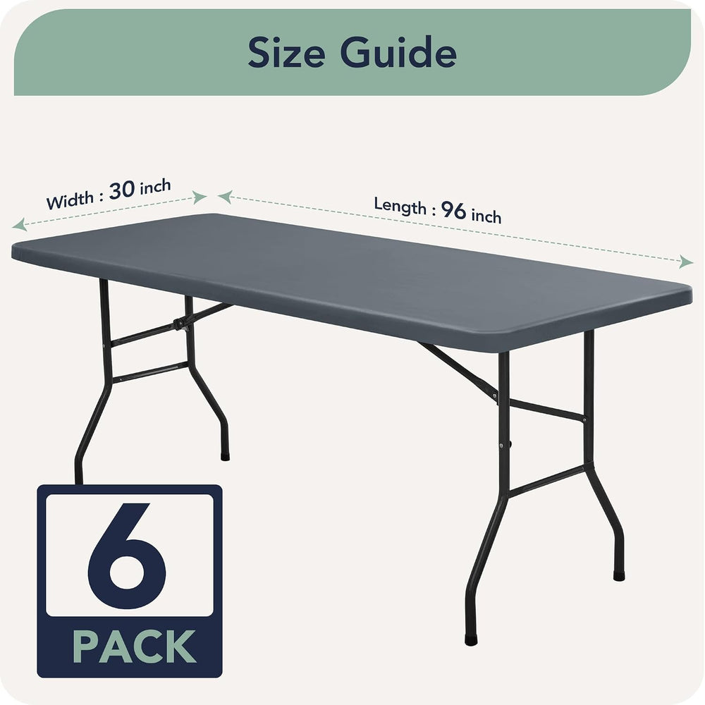 Fitted Tablecloths for 8ft Rectangle Tables with Elastic, 6 Pack