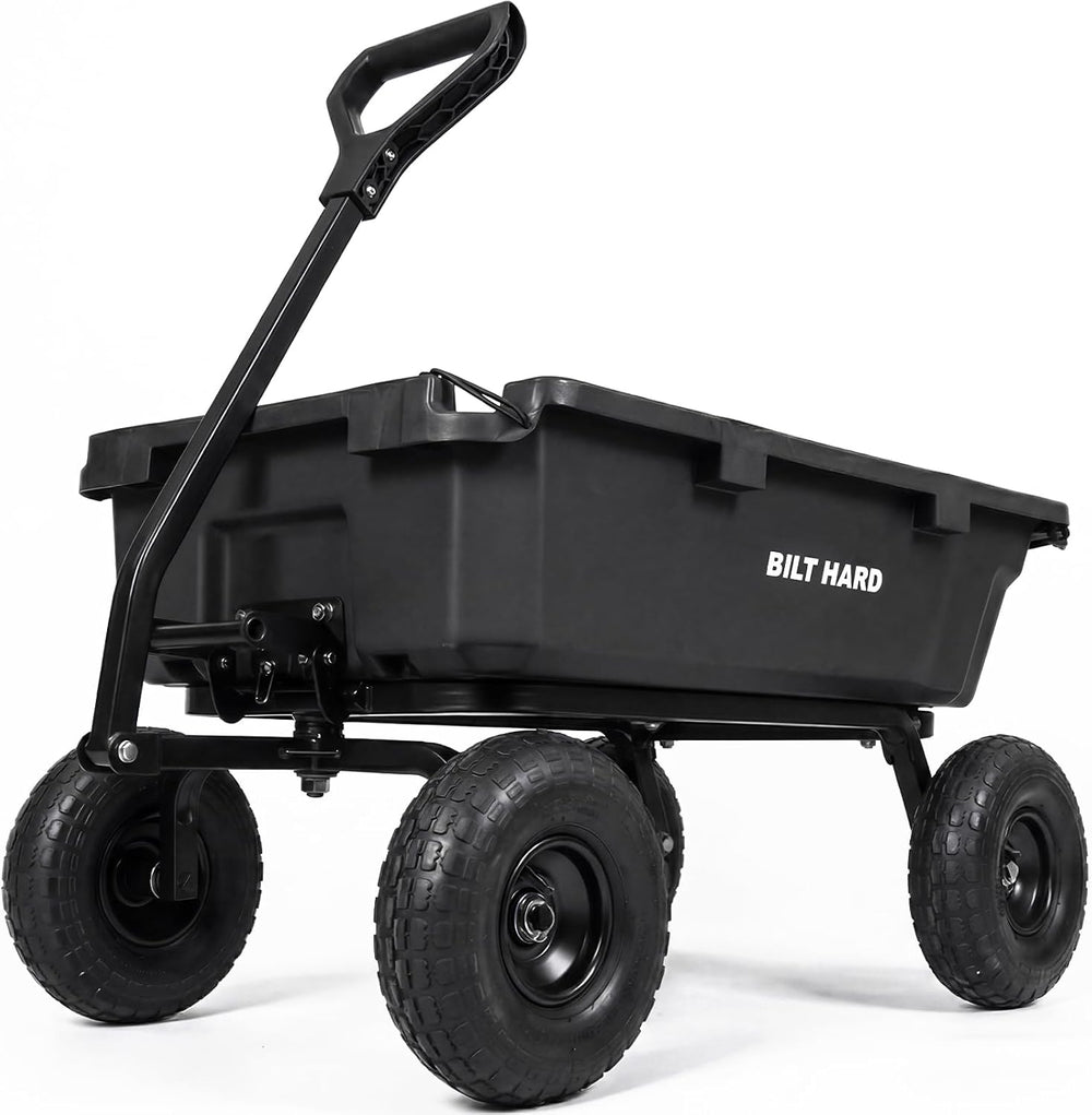 BILT HARD 900 lbs Poly Garden Dump Cart, 5 Cu.Ft Wheelbarrow Cart with 10&quo...