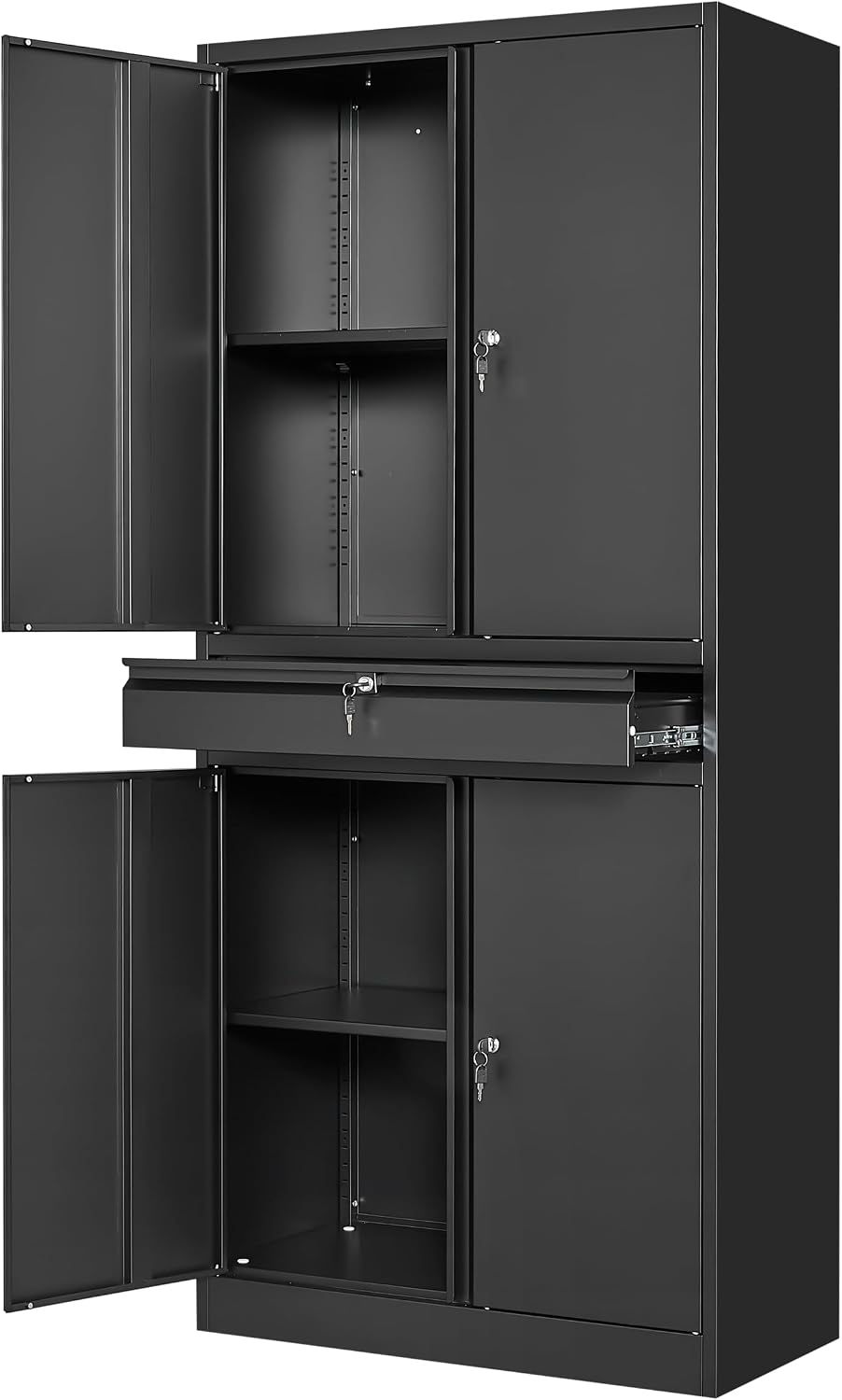 Metal Garage Storage Cabinet with Locking Doors and Adjustable Shelves, 71&qu...