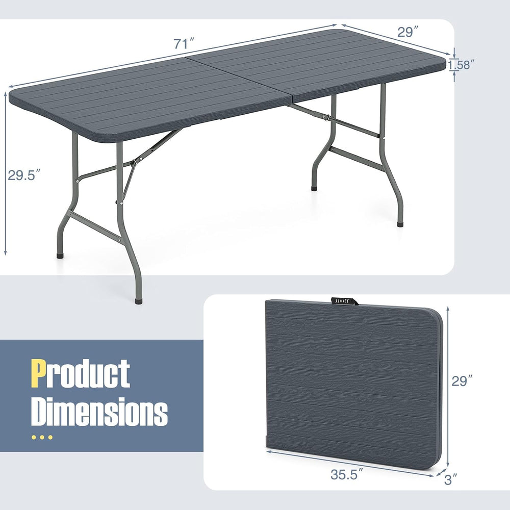 Goplus 6ft Plastic Folding Table, 350 LBS Indoor Outdoor Heavy Duty Portable ...