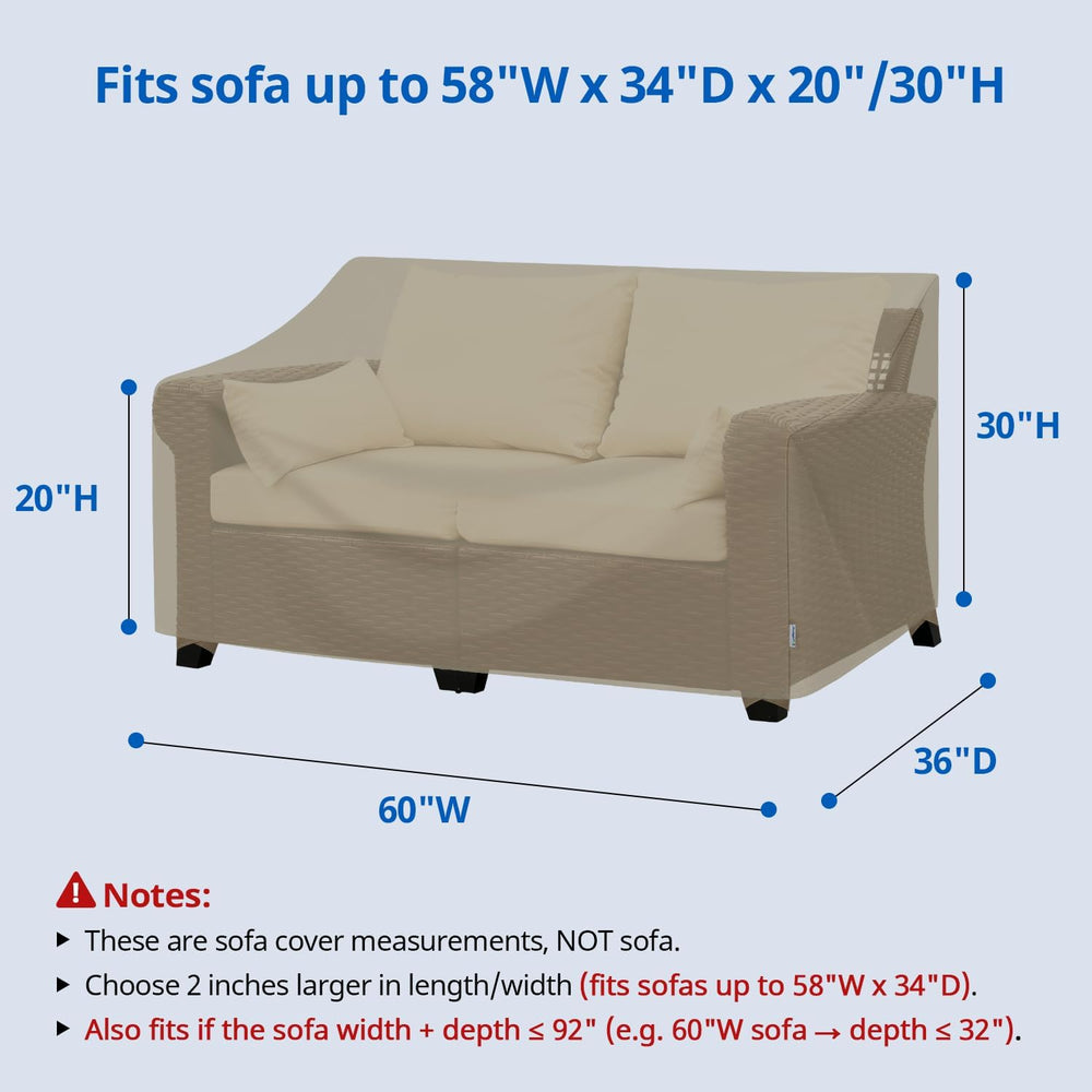 SunPatio Outdoor Waterproof Loveseat Glider Bench Cover, 60"W x 36"...