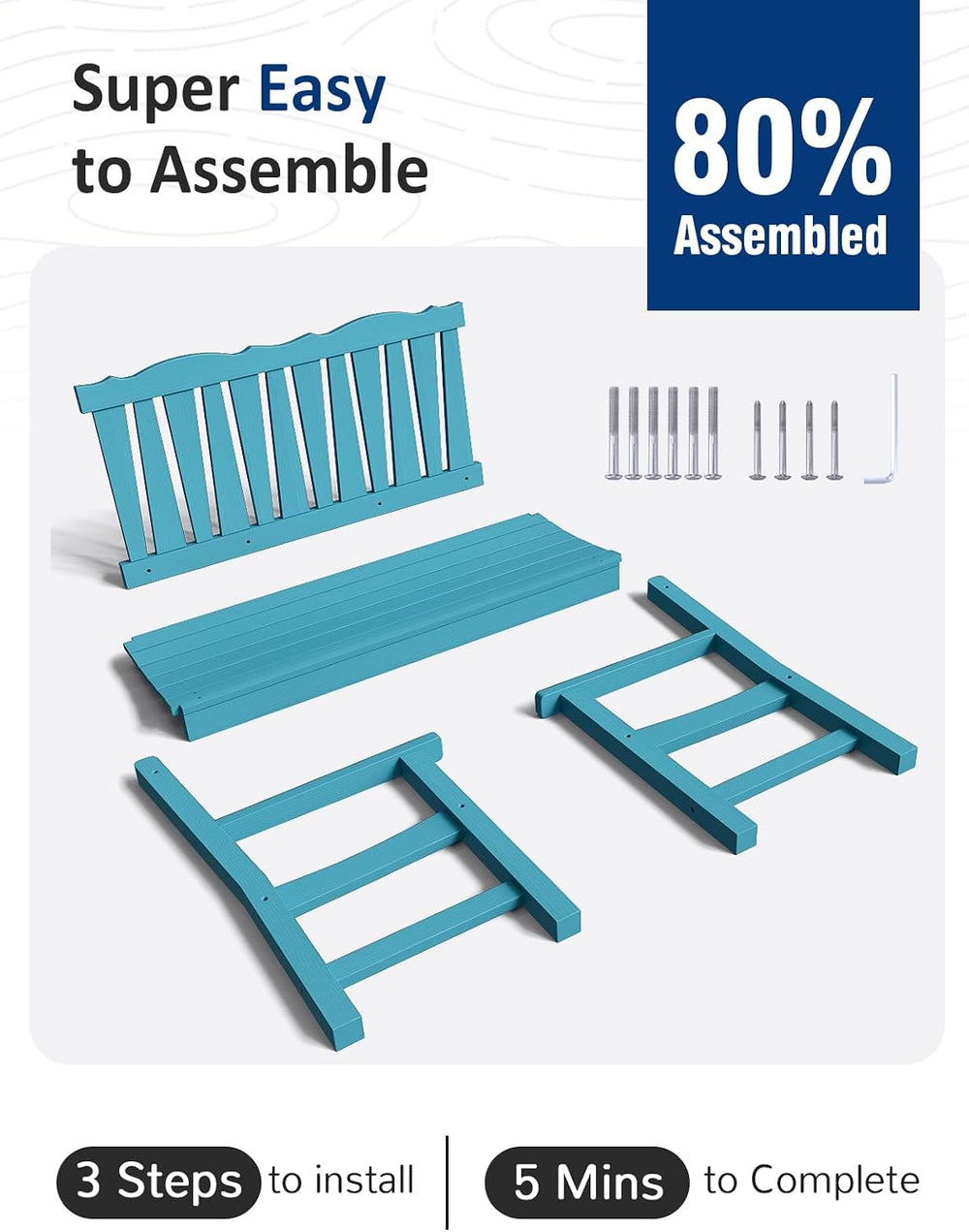 Outdoor Bench Weatherproof, 2-Person Garden Benches for Outdoors, All Weather...