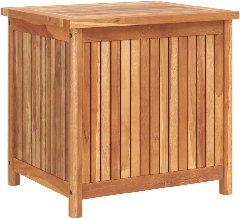 vidaXL Solid Teak Wood Patio Storage Box - Rustic Design, Ample Storage Space...