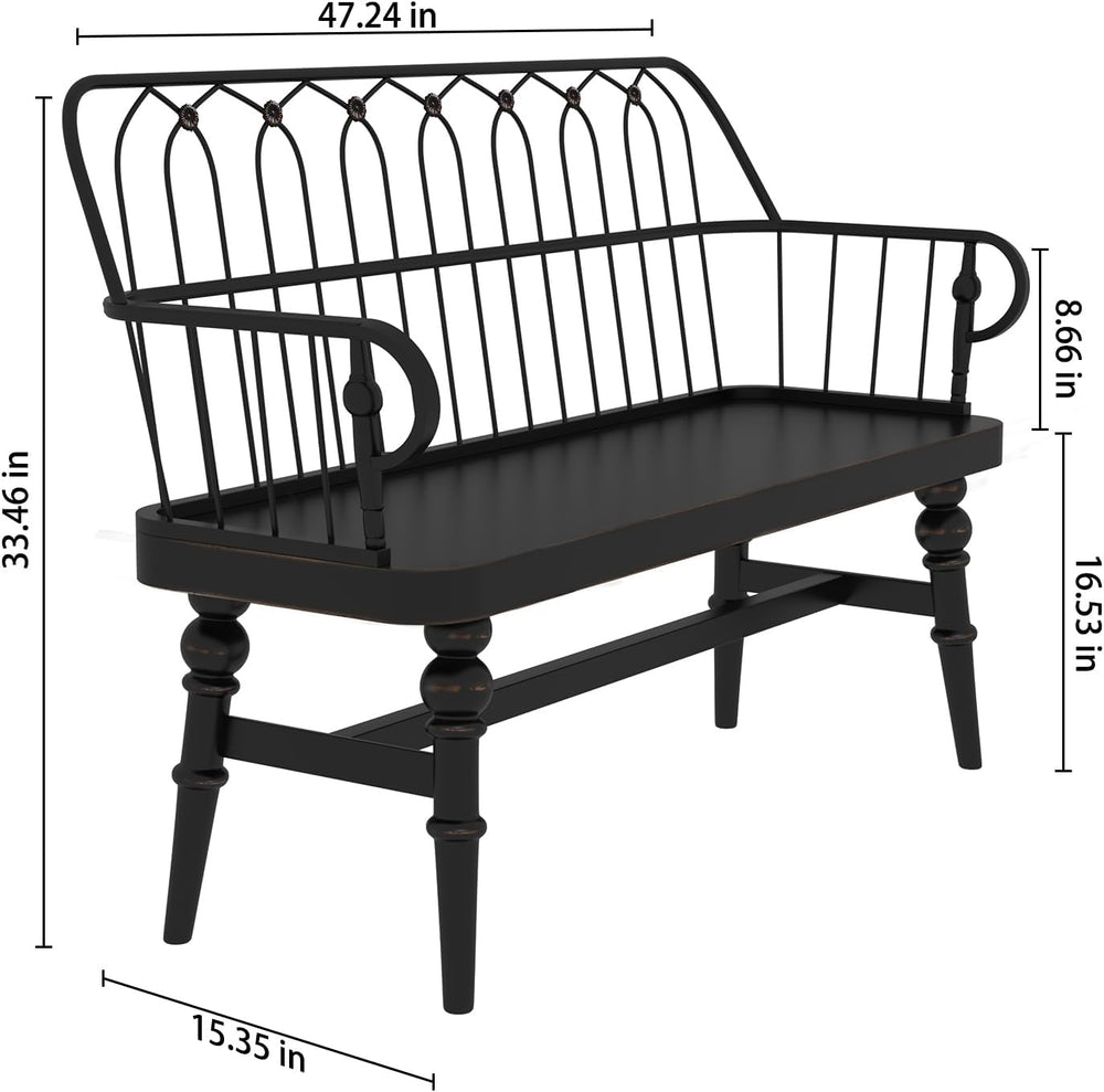 DIBRATY Entryway Bench,Spindle Back Wooden Dinning Bench, Farmhouse Foyer Ben...