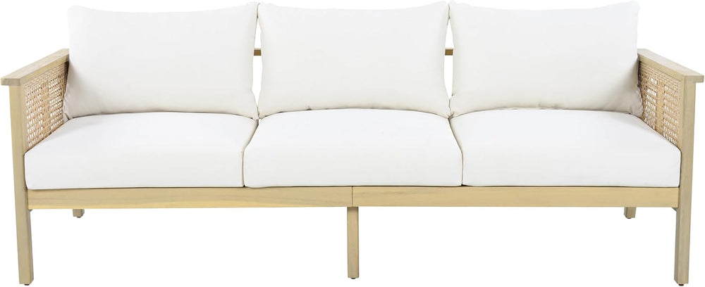 Christopher Knight Home Teras Acacia Wood Outdoor 3 Seater Sofa with PE Wicke...