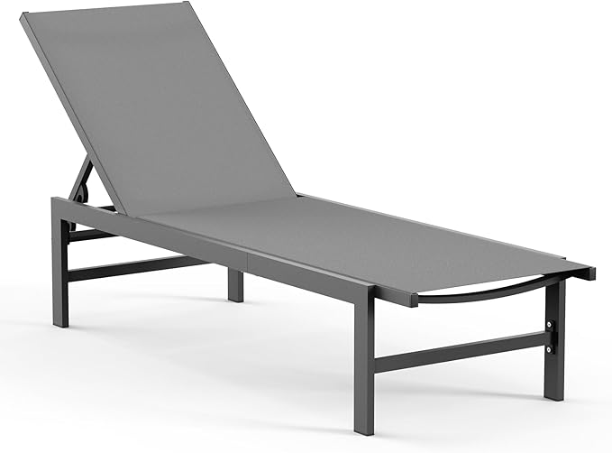Outdoor Lounge Chair for Pool, Aluminum Chaise Lounge Chairs with 5-Position ...