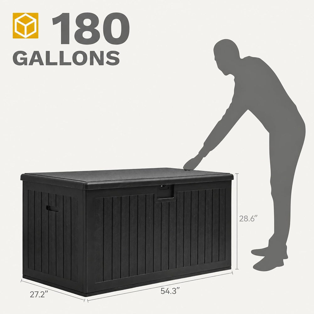 DWVO 180 Gallon Double-Wall Deck Box, XL Large Resin Outdoor Storage Box, Loc...