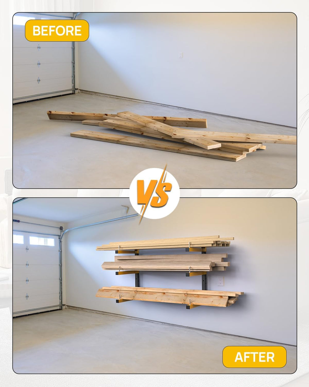 Lumber Rack Wall Mount Storage Racks Folding Wood Organizer Heavy Duty Shelf ...