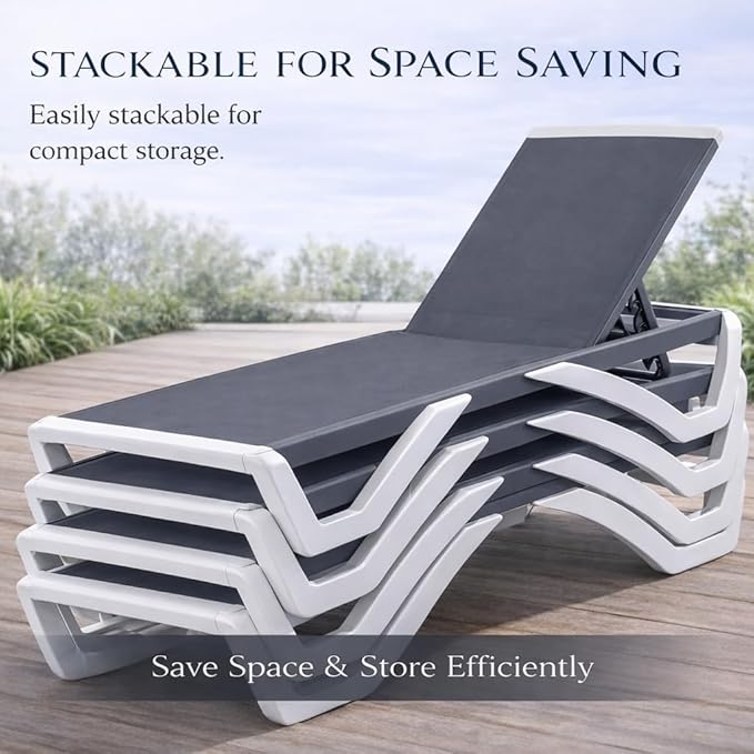 Kozyard Outdoor Chaise Lounge Chair, Full Flat Adjustable Patio Lounger with ...