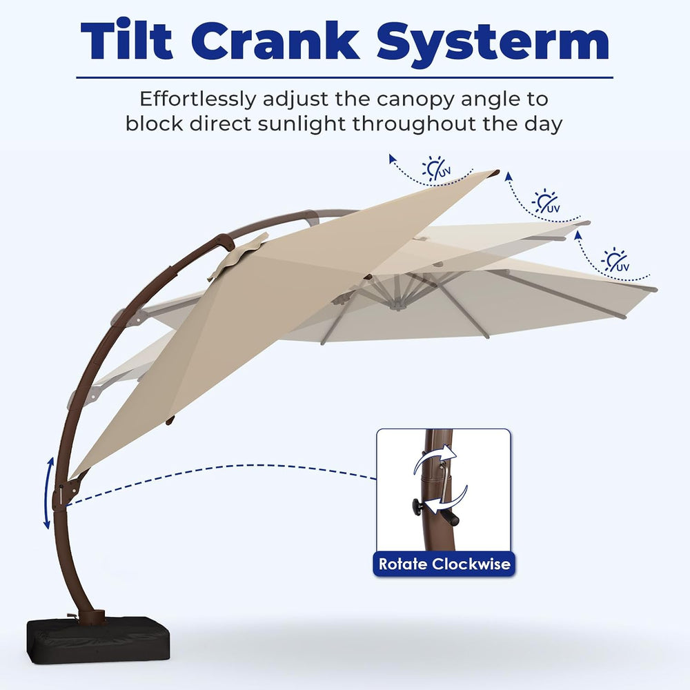 11FT-Cantilever-Patio-Umbrella-with-Base-Included | 360° Rotation & Tilti...