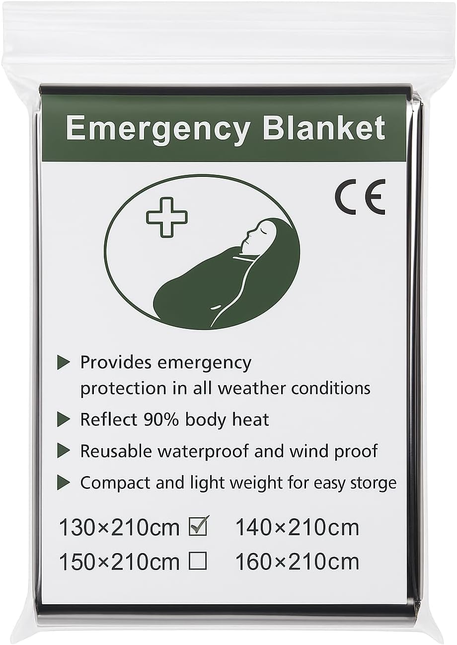 50 Pack Emergency Foil Blankets 51” x 83” – Thermal Mylar Survival Blankets I...