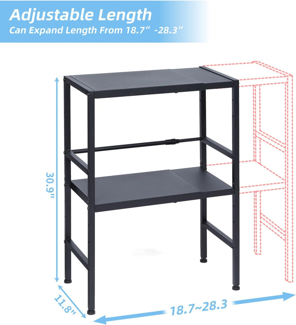 2-Tier Expandable Metal Storage Shelves, 150LBS Heavy Duty Shelving Units and...