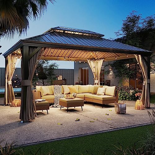 LAUSAINT HOME Outdoor Hardtop Gazebo for Patios 12x16ft, Permanent Heavy Duty...