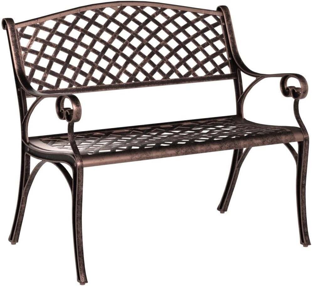 Rustproof Aluminum Outdoor Park Bench, Antique Copper
