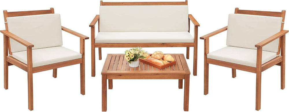 Greesum 4 Piece Bistro Patio Furniture Outdoor Chat Chair Set with Water Resi...