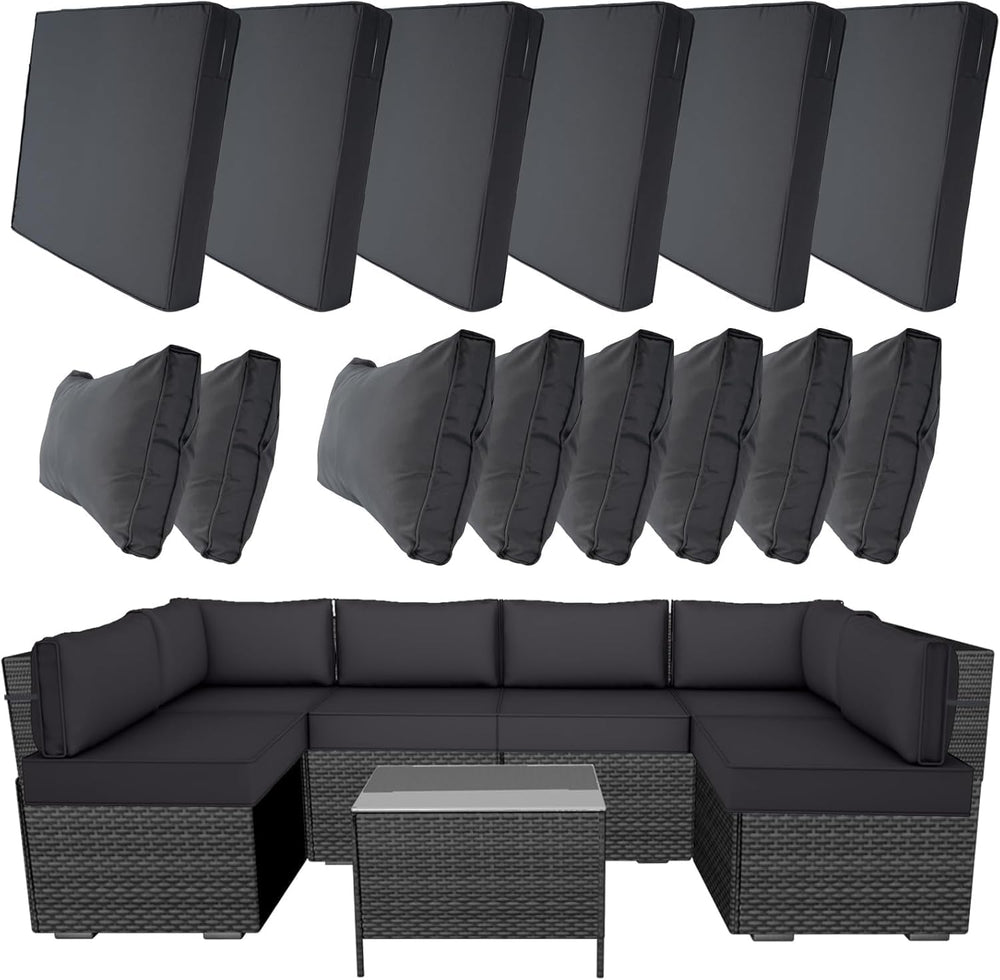 14 Piece Outdoor Patio Cushion Covers Replacement, Waterproof Outdoor Furnitu...
