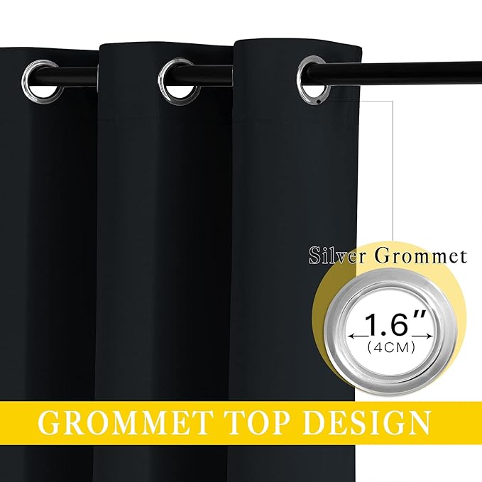 NICETOWN Black Out 144 inch Curtain for Sliding Glass Door, Grommet Thermal I...