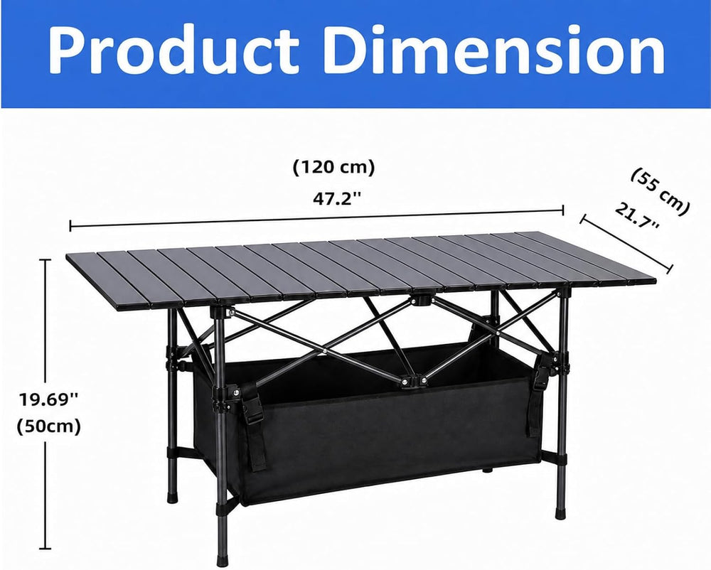 Moosinily Camping Table 4Ft Lightweight Metal Folding Picnic Camp Table Porta...