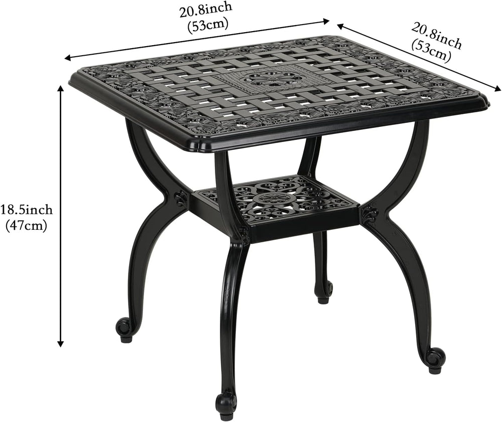 YKSY&YKSY Jardin DE Centennial Cast Aluminum Outdoor Side Table,Anti-Rust...