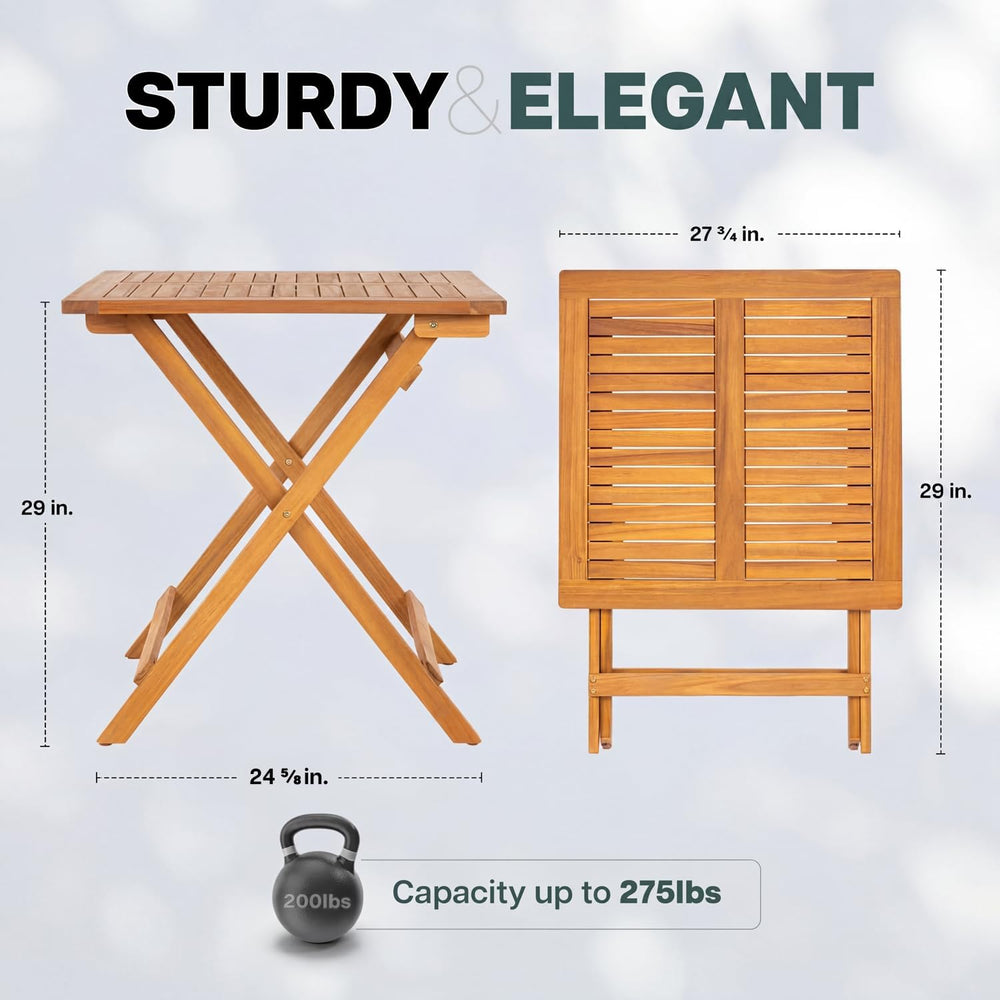 IDZO Legolas FSC Acacia Wooden Folding Table for Outdoor & Patio, 270lbs