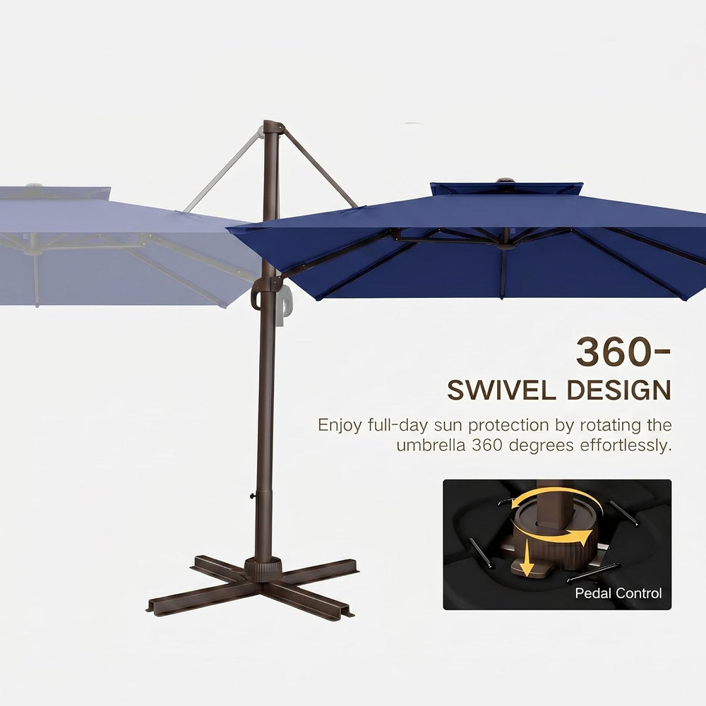Kingdura 12' X 12' Cantilever Patio Umbrella with Double Top Vent, La...