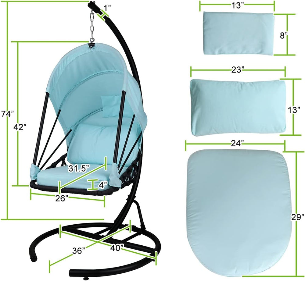 Foldable Hanging Chair Swing Hammock Egg Chair PE Rattan Wicker Seat w/Padded...