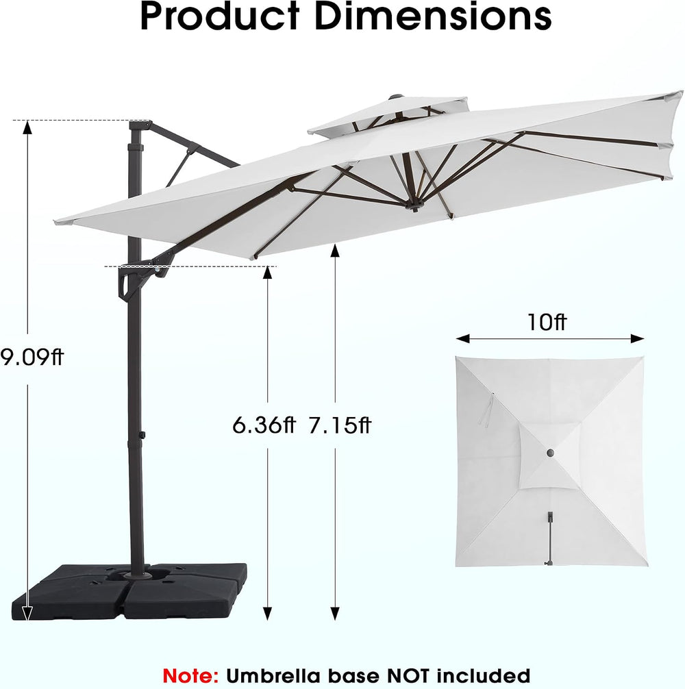 JEAREY 10x10 ft 2-Tier Cantilever Patio Umbrella, Outdoor Offset Umbrella