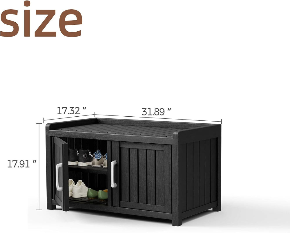 2-Tier Outdoor Shoe Storage with Adjustable Shelves for Entryway, Hallway