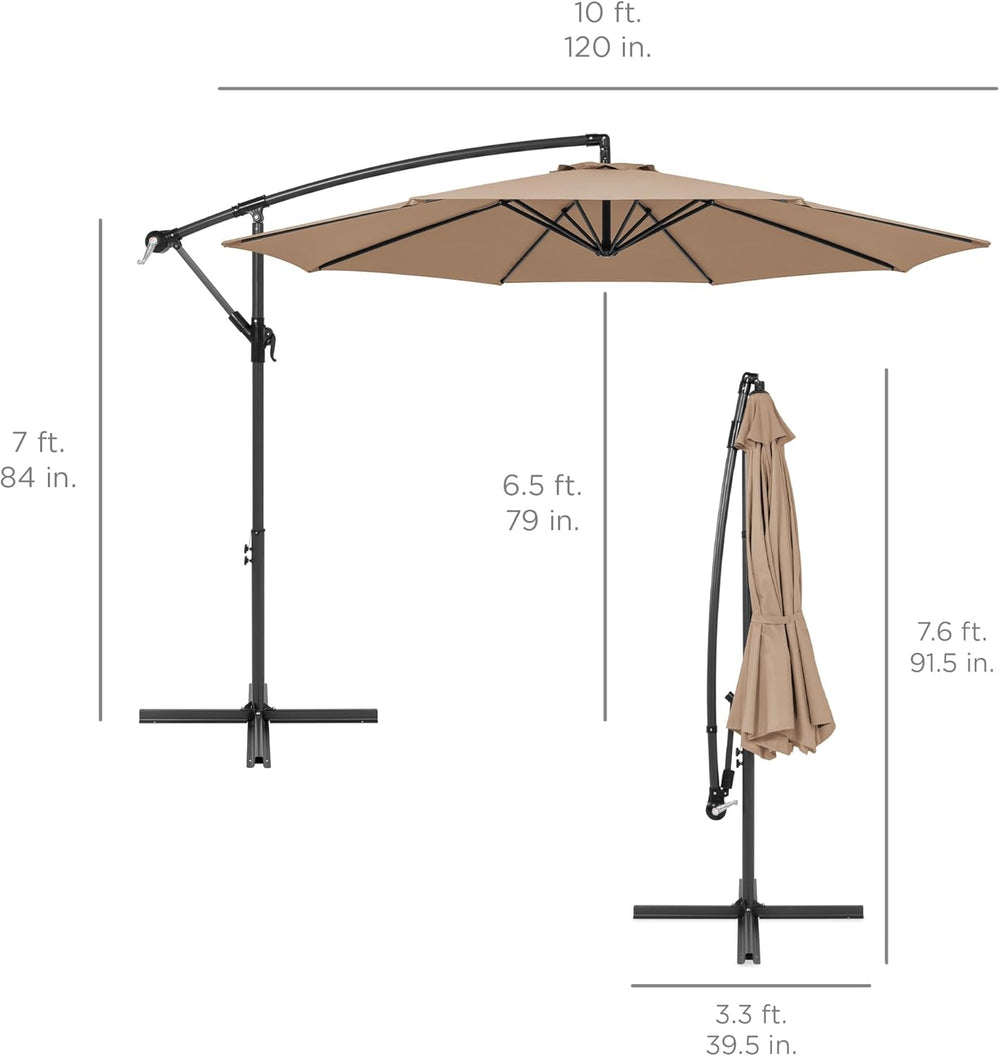 Best Choice Products 10ft Offset Cantilever Hanging Market Patio Umbrella, 8 ...