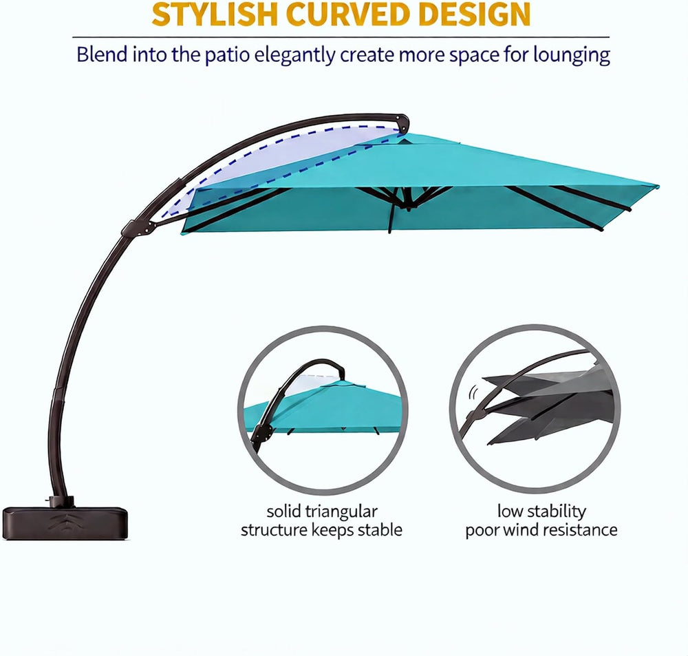 Kingdura 10x10 FT Cantilever Patio Umbrella with Base Included, Large Square ...